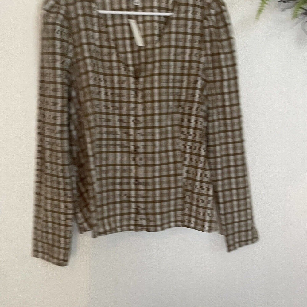 NEW Madewell Women's Westover Top Sandown Plaid Brown Size 8 Long Sleeve Neutral - Picture 9 of 13